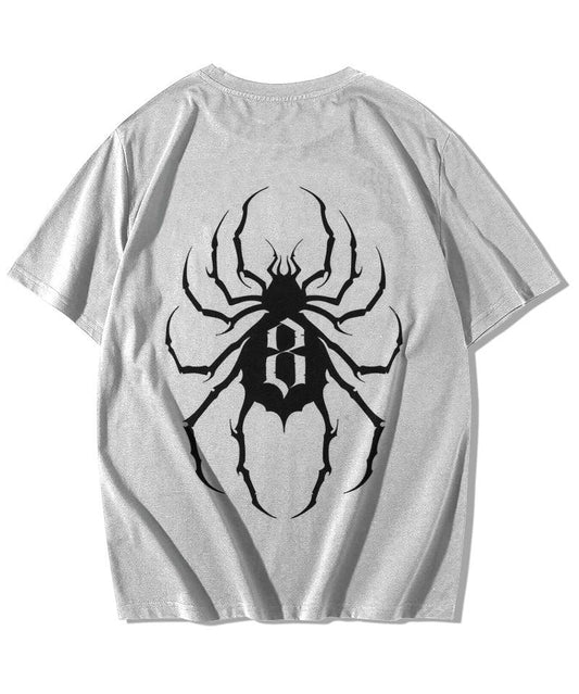 T-shirt oversize gris motif araignée 8